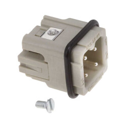 Male Insert Gray 3+Ground Position Screw - HARTING