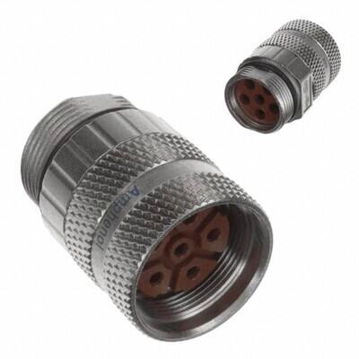 6 (5 Power + PE) Position Circular Connector Plug Housing Free Hanging (In-Line) Coupling Nut - 1