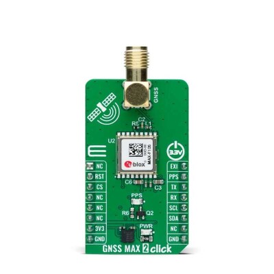 MAX-F10S Global Navigation Satellite System (GNSS) Wireless (RF/RFID) mikroBUS™ Click™ Platform Evaluation Expansion Board - 1