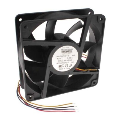 Fan Tubeaxial 12VDC Square - 120mm L x 120mm H Ball 271.1 CFM (7.59m³/min) 4 Wire Leads - 1