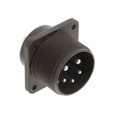 5 Position Circular Connector Receptacle, Male Pins Solder Cup - 1