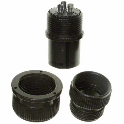 3 Position Circular Connector Plug, Female Sockets Solder Cup - 1