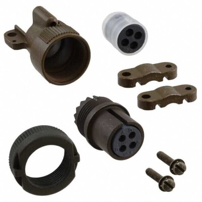 4 Position Circular Connector Plug, Female Sockets Solder Cup - 1