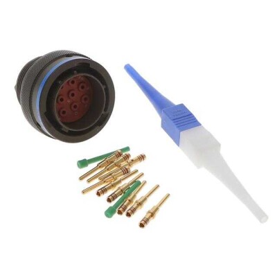 8 Position Circular Connector Plug, Male Pins Crimp - 1