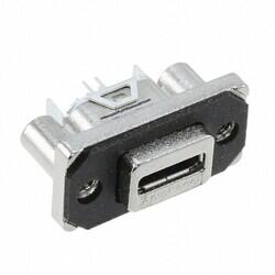 USB - micro AB USB 2.0 Receptacle Connector 5 Position Panel Mount, Through Hole - Amphenol ICC (Commercial Products)