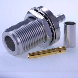 N jack crimp bulkhead, IP67 mated, for RG223; 6GHz VSWR1.2 - 1