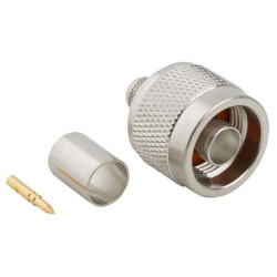 N Type Connector Plug, Male Pin 50 Ohms Free Hanging (In-Line) Crimp - 1