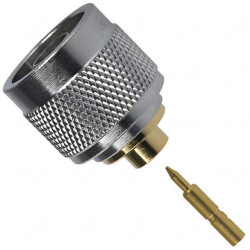 N Type Connector Plug, Male Pin 50 Ohms Free Hanging (In-Line) Crimp or Solder - Amphenol RF