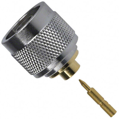 N Type Connector Plug, Male Pin 50 Ohms Free Hanging (In-Line) Crimp or Solder - 1