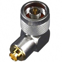 N Type Connector Plug, Male Pin 50 Ohms Free Hanging (In-Line), Right Angle Push On - Amphenol RF