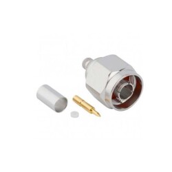 N Type Connector Plug, Male Pin 50 Ohms Free Hanging (In-Line) Crimp or Solder - Amphenol RF