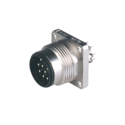 Circular Connector N11R, M26 x 1.5 thread, Field Attachable, Male, Surface Mount with Flange, Metal housing, AC 25 V / DC 50 V, 5 A - Lumberg Automation