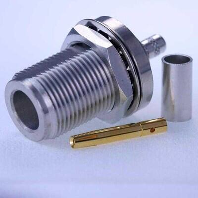 N jack crimp bulkhead, IP67 mated, for RG223; 6GHz VSWR1.2 - 1