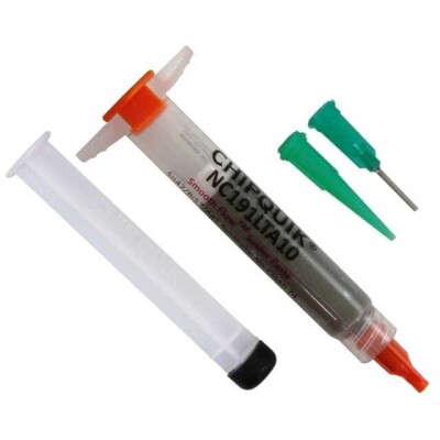 No-Clean Solder Paste Bi57Sn42Ag1 (57/42/1) Syringe, 0.35 oz (10g), 3cc - 1