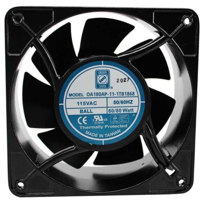 Fan Tubeaxial 115VAC Square - 176mm L x 176mm H Ball 380.0 CFM (10.64m³/min) 2 Terminals - 2
