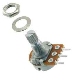 500k Ohm 1 Gang Logarithmic Panel Mount Potentiometer 1.0 Turns Conductive Plastic 0.1W, 1/10W PC Pins - 1
