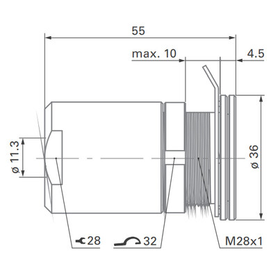 Panel Mounted Plug- for Ø11.3 mm Cables, Standard Core Series Broadcast - 2