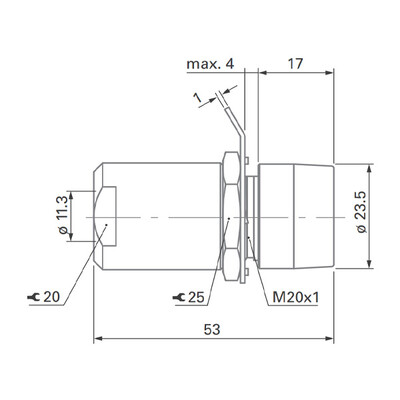 Panel Front Mounted Receptacle - for Ø11.3 mm Cables, Standard Core Series Broadcast - 2
