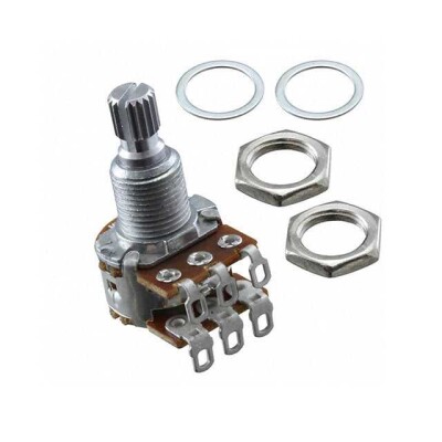 500k Ohm 2 Gang Logarithmic Panel Mount Potentiometer 1.0 Turns Carbon 0.06W Solder Lug - 1