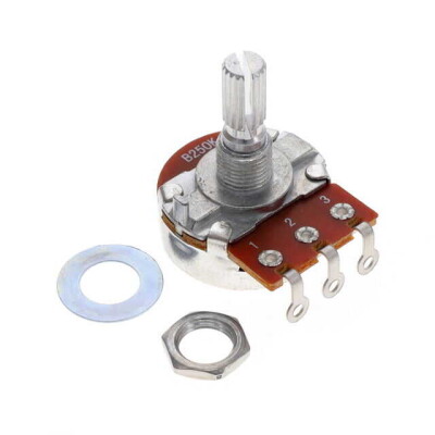250k Ohm 1 Gang Linear Panel Mount Potentiometer 1.0 Turns Carbon 0.5W, 1/2W Solder Lug - 1
