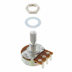 500k Ohm 1 Gang Logarithmic Panel Mount Potentiometer 1.0 Turns Carbon 0.25W, 1/4W Solder Lug - Bourns Inc.