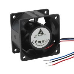 Fan Tubeaxial 12VDC Square - 60mm L x 60mm H Ball 50.4 CFM (1.41m³/min) 3 Wire Leads - Delta Electronics