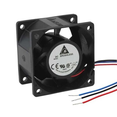Fan Tubeaxial 12VDC Square - 60mm L x 60mm H Ball 50.4 CFM (1.41m³/min) 3 Wire Leads - 1