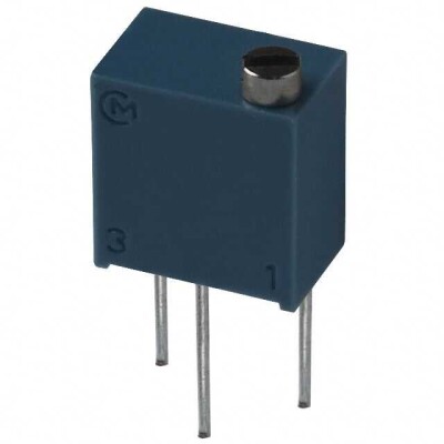 2 kOhms 0.25W, 1/4W PC Pins Through Hole Trimmer Potentiometer Cermet 12.0 Turn Top Adjustment - 1