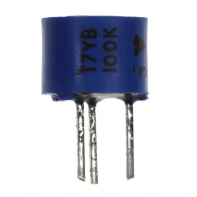 100 kOhms 0.5W, 1/2W PC Pins Through Hole Trimmer Potentiometer Cermet 1.0 Turn Top Adjustment - 1