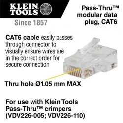 Plug Modular Connector 8p8c (RJ45, Ethernet) Position Unshielded Cat6 IDC - Klein Tools, Inc. (1)