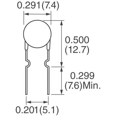 Polymeric PTC Resettable Fuse 60V 100 mA Ih Through Hole Radial, Disc - 2