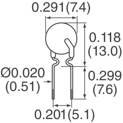 Polymeric PTC Resettable Fuse 90V 300 mA Ih Through Hole Radial, Disc - 2