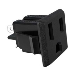 Power Connector Receptacle, Female Sockets NEMA 5-15R Panel Mount, Snap-In - 3