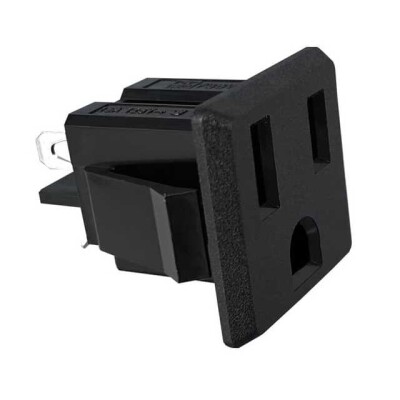 Power Connector Receptacle, Female Sockets NEMA 5-15R Panel Mount, Snap-In - 3