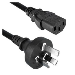 5.91' (1.80m) Power Cord Black AS3112 To IEC 320-C13 H05VV-F - Qualtek