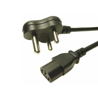 6.56' (2.00m) Power Cord Black IS 1293 To IEC 320-C13 H05VV-F3G1.0 - 1