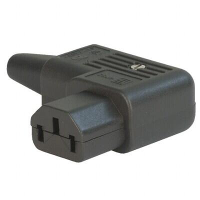 Power Entry Connector Plug, Female Sockets IEC 320-C13 Free Hanging (In-Line), Right Angle - 1