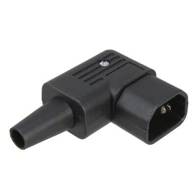 Power Entry Connector Plug, Male Blades IEC 320-2-2/E Free Hanging (In-Line), Right Angle - 1