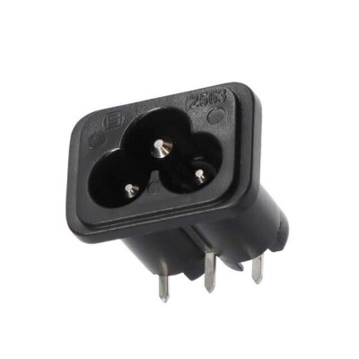 Power Entry Connector Receptacle, Male Pins IEC 320-C6 Panel Mount, Through Hole, Right Angle - 1