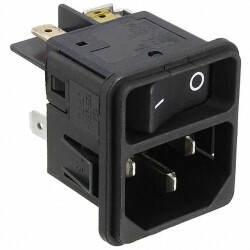Power Entry Connector Receptacle, Male Blades - Module IEC 320-C14 Panel Mount, Snap-In - SCHURTER Inc.