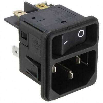 Power Entry Connector Receptacle, Male Blades - Module IEC 320-C14 Panel Mount, Snap-In - 1