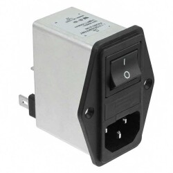 Power Entry Connector Receptacle, Male Blades - Module IEC 320-C14 Panel Mount, Flange - Schaffner EMC Inc.