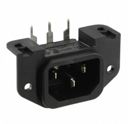 Power Entry Connector Receptacle, Male Blades IEC 320-C14 Panel Mount, Flange; Through Hole, Right Angle - SCHURTER Inc.