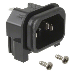 Power Entry Connector Receptacle, Male Blades IEC 320-C14 Panel Mount, Flange; Through Hole, Right Angle - SCHURTER Inc.
