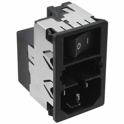 Power Entry Connector Receptacle, Male Blades - Module IEC 320-C14 Panel Mount, Snap-In - SCHURTER Inc.
