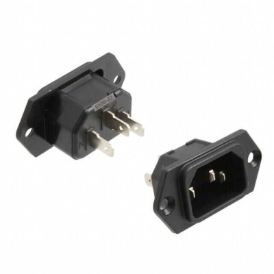 Power Entry Connector Receptacle, Male Blades IEC 320-C14 Panel Mount, Flange - 1