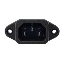 Power Entry Connector Receptacle, Male Blades IEC 320-C14 Panel Mount, Flange - Qualtek