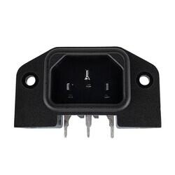 Power Entry Connector Receptacle, Male Blades IEC 320-C14 Panel Mount, Flange; Through Hole, Right Angle - Qualtek