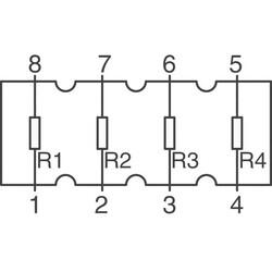 220 Ohm ±5% 62.5mW Power Per Element Isolated 4 Resistor Network/Array ±200ppm/°C 1206 (3216 Metric), Convex, Long Side Terminals - 4