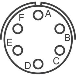 6 Position Circular Connector Receptacle, Male Pins Solder Cup - Amphenol Industrial Operations (1)